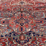 Heriz Large Area Rug, Cream and Deep Red Tones 9' x 12'3"