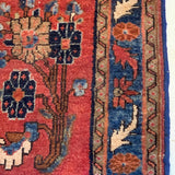 Raspberry & Blue Asian Rug,Handmade 4' x 6'7"
