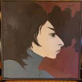 PAINTING original side portrait in wood frame signed