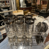 Kimiko Silver Highball Glasses in Chrome Caddy - Kimiko Knight Set - 6 glasses w