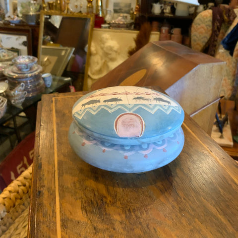 Native American pottery bowl and lid