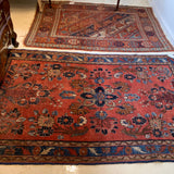 Raspberry & Blue Asian Rug,Handmade 4' x 6'7"