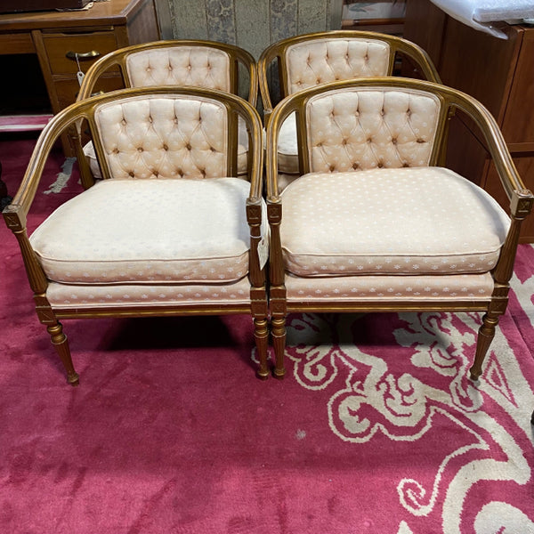 set of 4 regency tufted open arm chairs