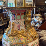 Rose Medallion Large Floor Vase with Gold Details