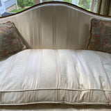 Ivory striped camel back sofa with down cushion