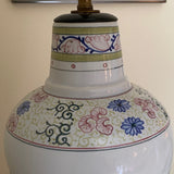 White Porcelain Painted Lamp with Silk Shade