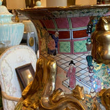 Rose Medallion Large Floor Vase with Gold Details