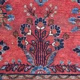 Raspberry & Blue Asian Rug,Handmade 4' x 6'7"