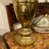 Pair of Brass Lion Head Lamps with Shades