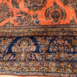 Coral & Royal Blue Persian Sarouk Rug 10'7" x 20'4"
