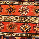 Striped Kilim Rug in Orange, Red Brown Threads 2'10" x 4'3"
