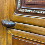 2 door wood armoire with bone inlay