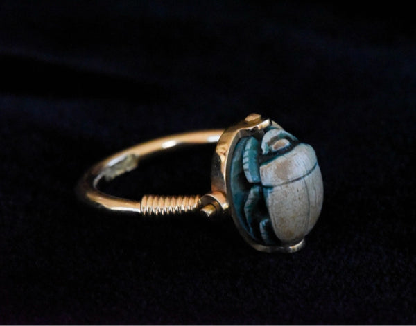 18k turquoise scarab spinner ring