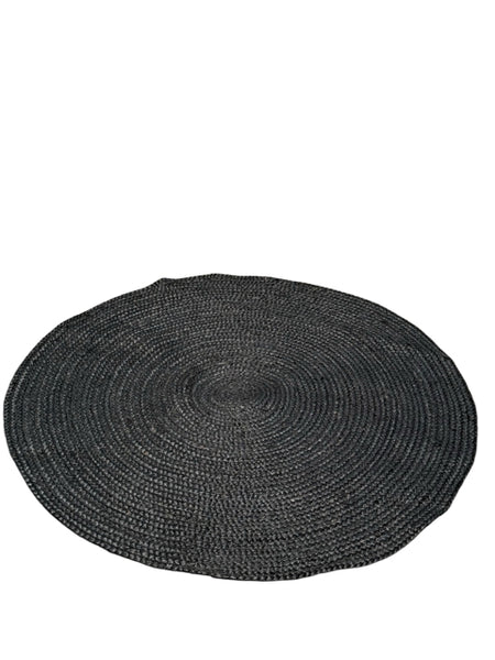 Round Black Jute Rug