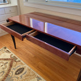 Mahogany writing desk with two drawers by Dakota Jackson