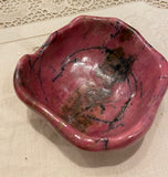 Chinese jasper stone bowl dark pink with black