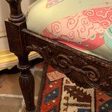 Pair of Ornate Carved chairs with Dragonfly Paper