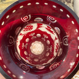 red bohemian glass vase