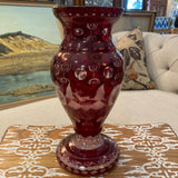red bohemian glass vase