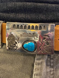 Navajo sterling and turquoise belt buckle