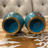 Pair of Petite Blue Cloisonne Vases