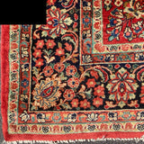 1930's Sarouk floral rug with red field  7'7" x 9'7"