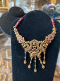 22K gold necklace set with diamonds and rubies 40g