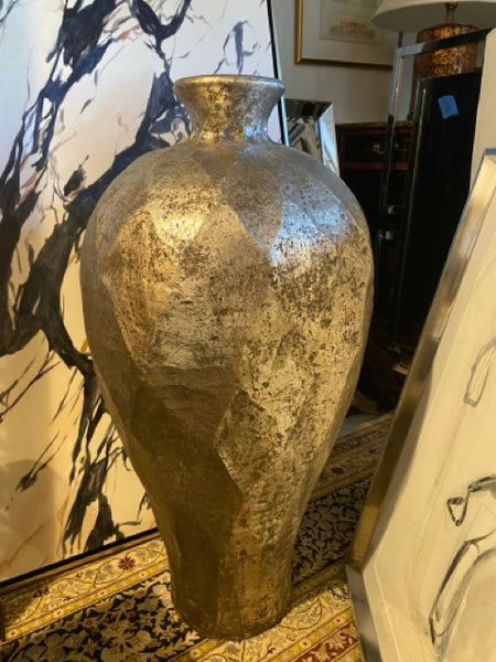 large silver tone mottled vase