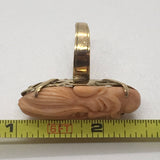 18k Coral Carved Guru Ring (as is)