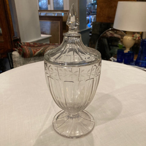 ANTIQUE HEISEY GLASS  LIDDED CANDY JAR