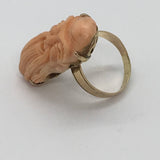 18k Coral Carved Guru Ring (as is)