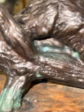 Bronze fox sculpture on wood base signed Lowell Davis