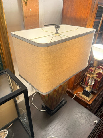 ceramic silver lamps with coopper drip finish and square shade