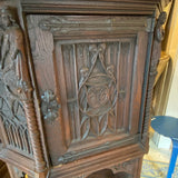Gothic Style Carved English Elm Cabinet, late 19th cent.