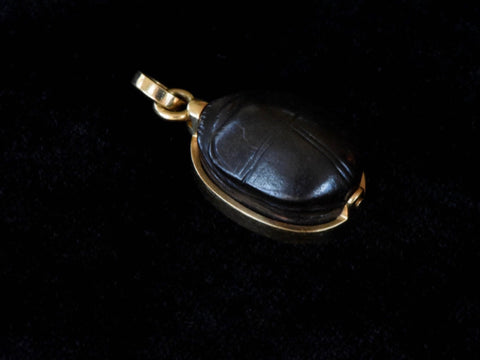 14k Egyptian revival black onyx scarab