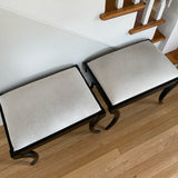 pair of ottamans by Oli with hide upholstery