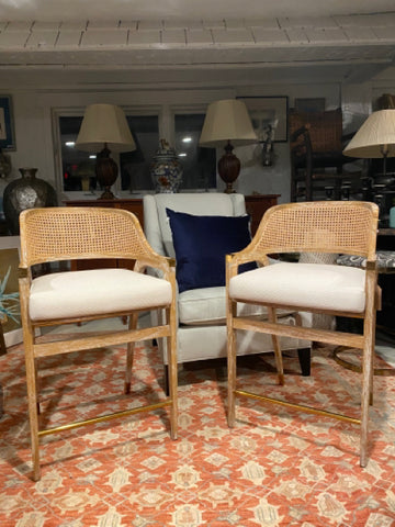 pair of caned stools