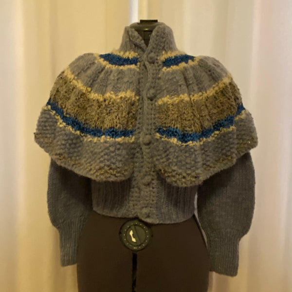 Blue Basia Cardigan Capelet Sweater