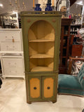 green and yellow corner cabinet