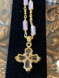 18k gold necklace diamonds and tourmaline cross