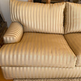 Two toned beige striped upholstered couch