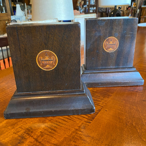 MISC wood bookends with inlay