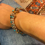 14k Indian Bracelet with Turquoise Stones, as is