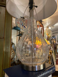 pair of clear crackle glass lamps with shades