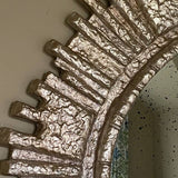 Round Silver Brutalist Style Mirror