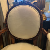 French open arm chair with white upholstery