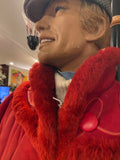 Red shearling coat