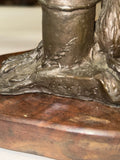 Bronze Dog and Mailbox sculpture on wood base signed Lowell Davis