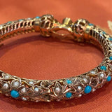 14k Indian Bracelet with Turquoise Stones, as is