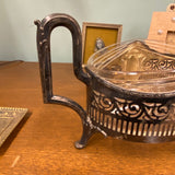 German Sterling Centerpiece Bowl with Glass Insert, Signed WTB